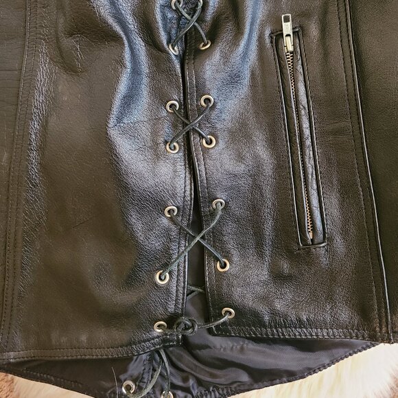 UNIK Premium Black Leather Biker Vest - Picture 7 of 13